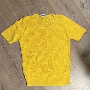 Vintage Bright Yellow Women's Crewneck Sweater Cotton Rayon Blend